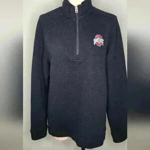 Cutter & Buck OSU Ohio State Men's Ribbed Quarter Zip Black Pullover Size Medium